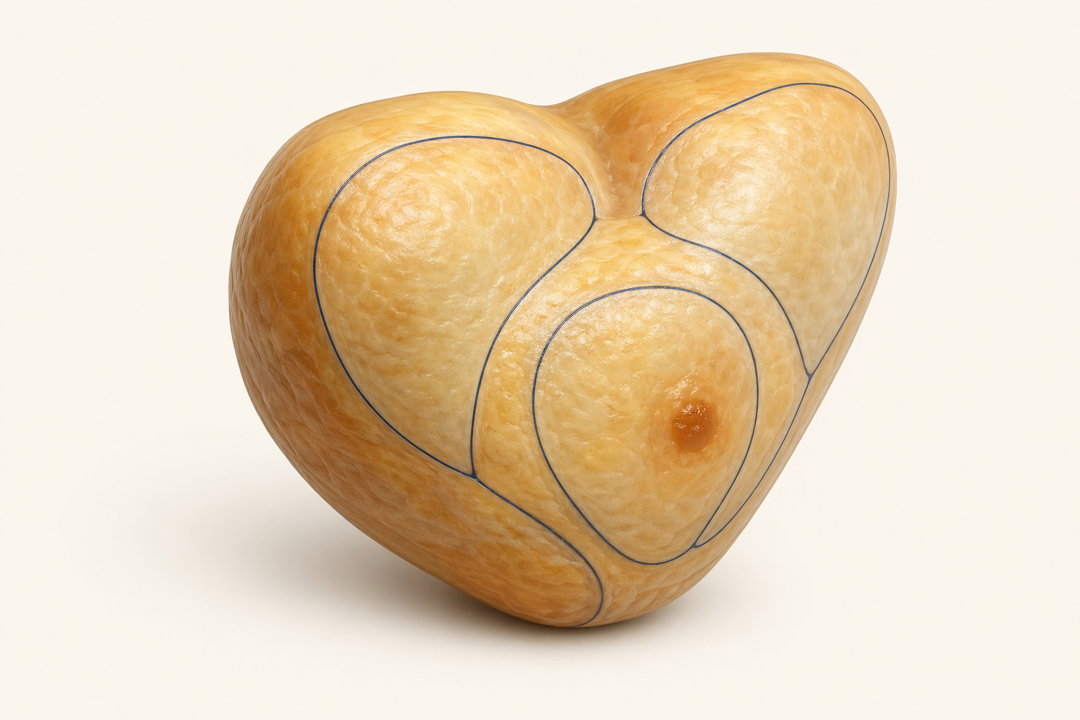 Anatomical illustration of the prostate gland with its zones outlined