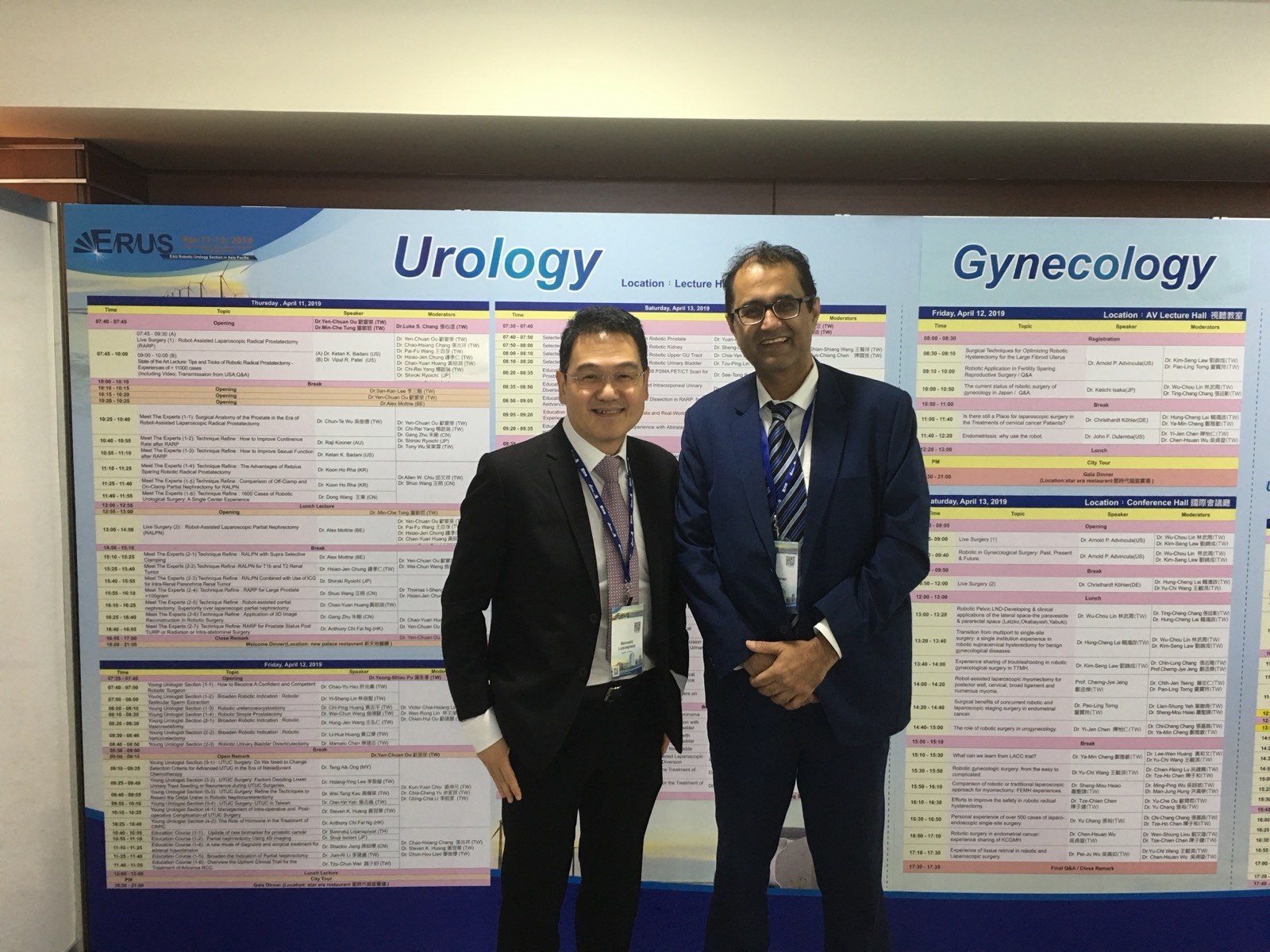 Urology and gynecology programme poster at the 2019 ERUS in Asia Pacific symposium
