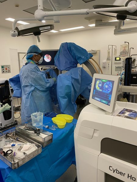 Holmium laser equipment in theatre