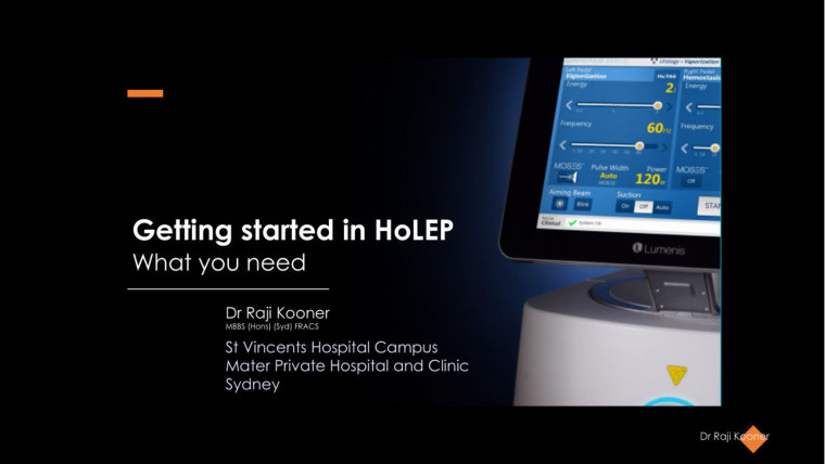 Opening slide for Getting started in HoLEP