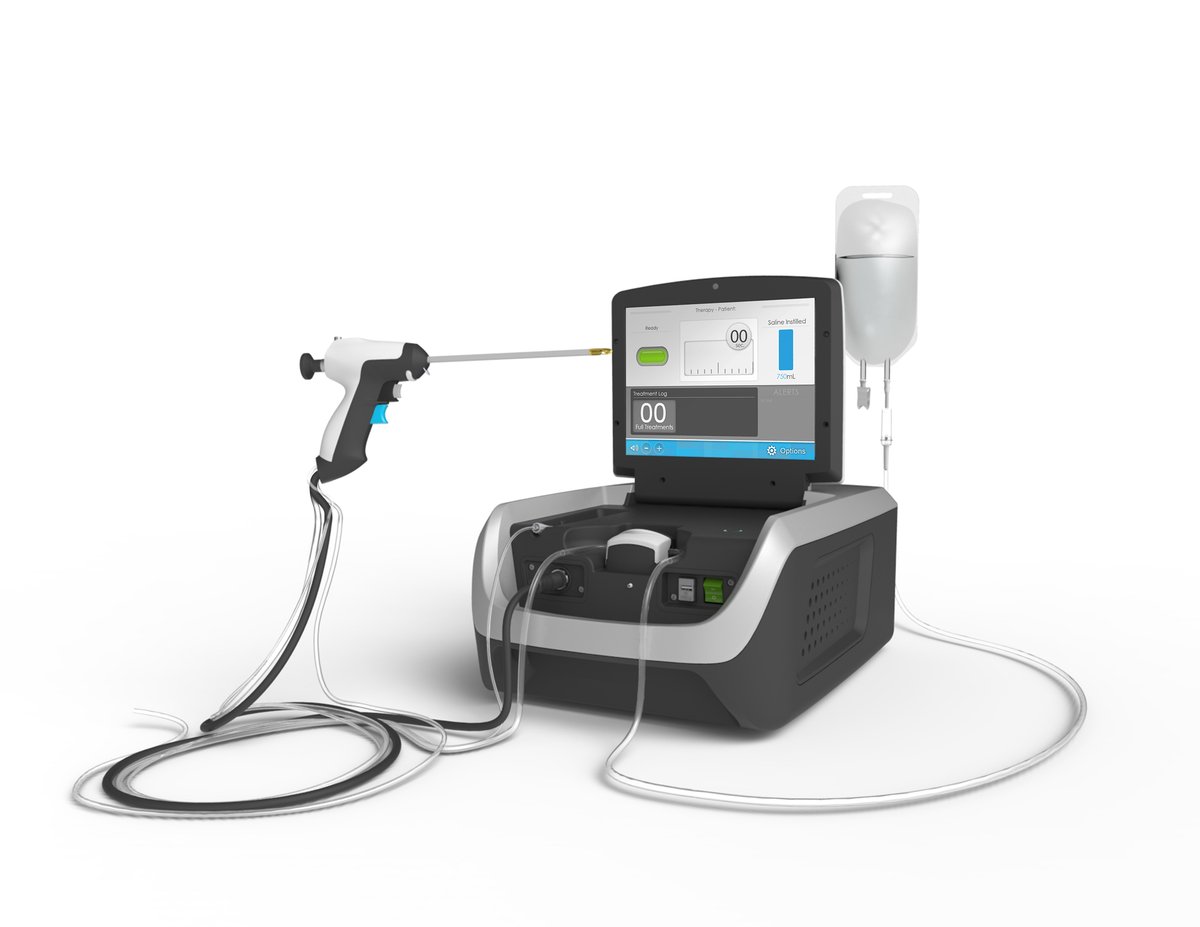The Rezūm system - generator, handheld delivery device and saline drip.