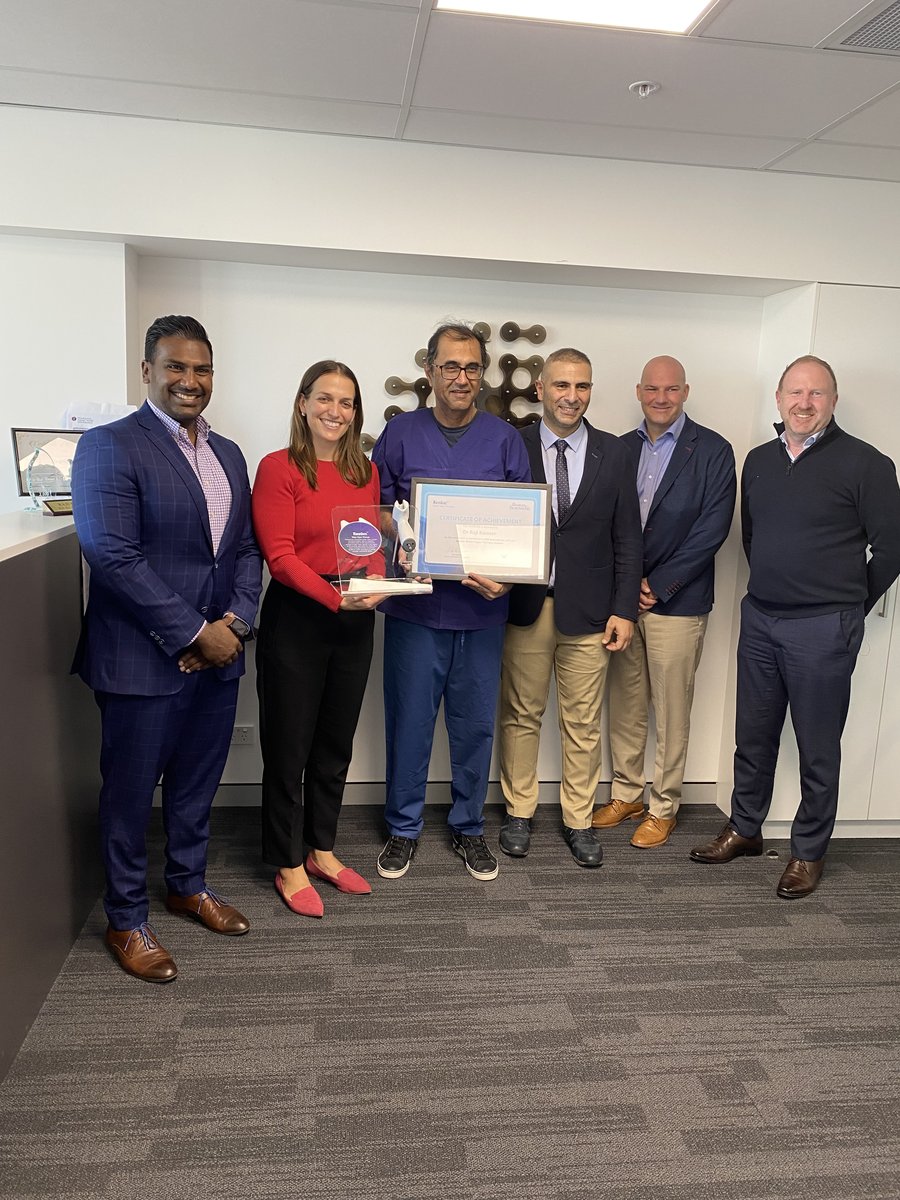 Dr Raji Kooner with the Urology NSW team and Boston Scientific representatives at the presentation of the Rezum 200 procedure Certificate of Achievement, June 2023.